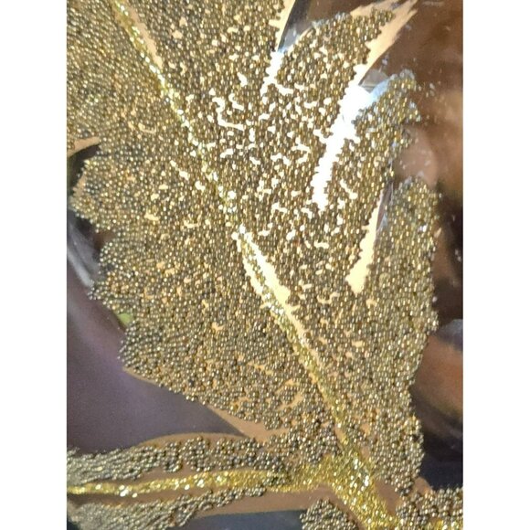 Frontgate Iridescent Gold Leaf Glass Ornament Large 5 Inch Elegant Holiday Decor - Picture 7 of 9